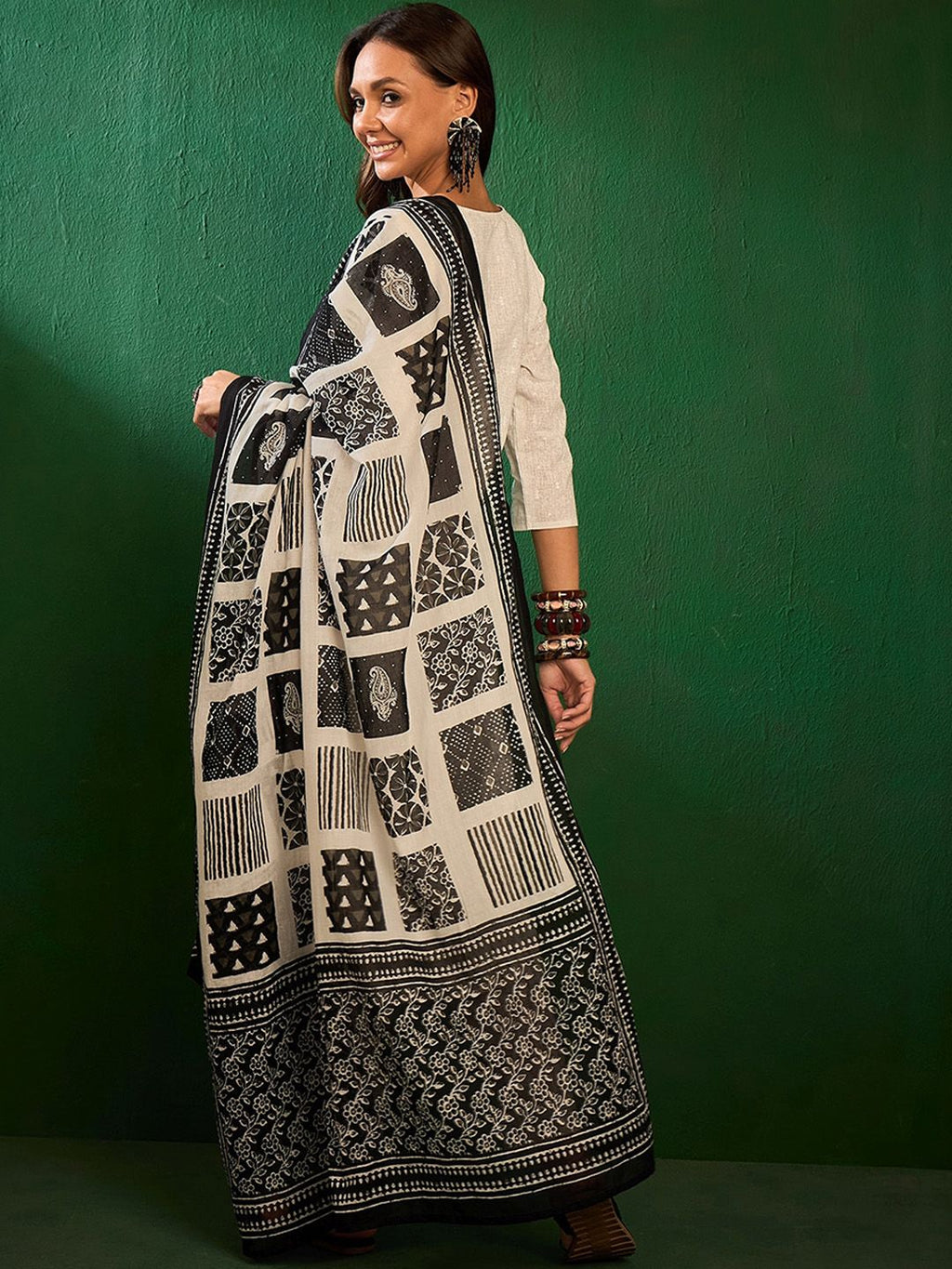 Sangria Floral Embroidered Pure Cotton Thread Work Kurta with Trousers & Dupatta | Grocsy