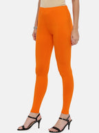 Souchii Orange Solid Slim-Fit Ankle-Length Leggings | Grocsy