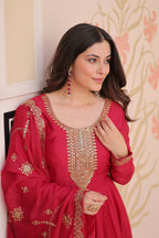 Joban Fashion Pink Georgette Sequence Embroidery Work Kurta Set | Grocsy