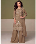 KC Beautiful Beige Chiffon Silk Hand Embroidery Suit For Women | Grocsy