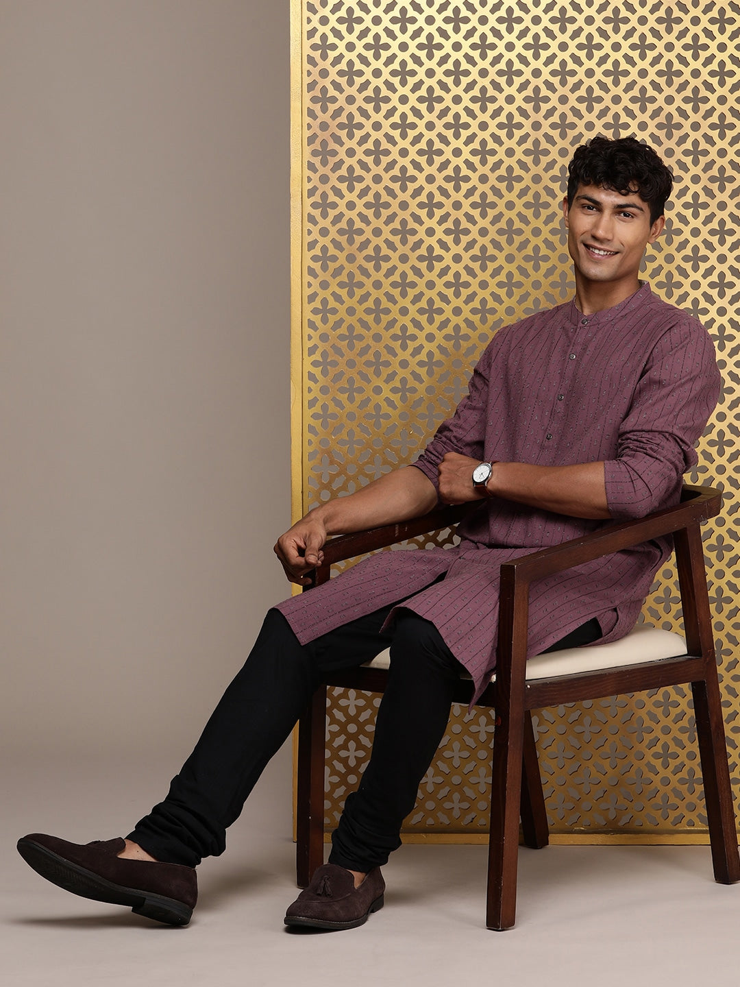 House of Pataudi Woven Design Straight Jashn Kurta | Grocsy