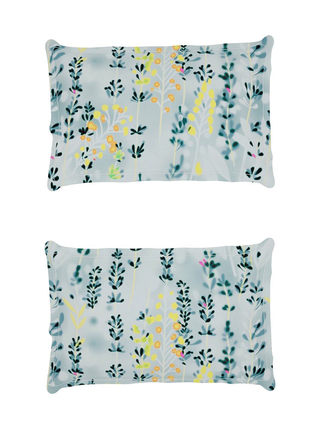 Story@home Arena Grey & Blue Floral Printed 180 TC Bedsheet & Pillow Covers | Grocsy