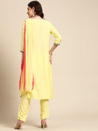 Sangria Women Ethnic Motifs Embroidered Kurta With Trousers & Dupatta | Grocsy