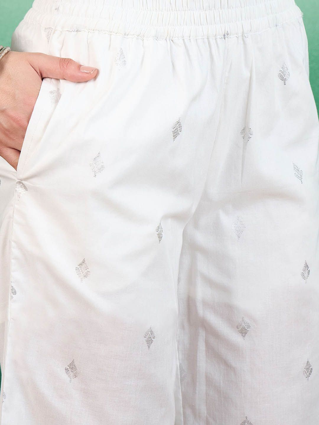 Sangria White Ethnic Motifs Printed Angrakha Kurta With Trouser & Dupatta | Grocsy