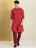 House of Pataudi Men Chikankari Embroidered Pure cotton Jashn Kurta with Pyjama | Grocsy