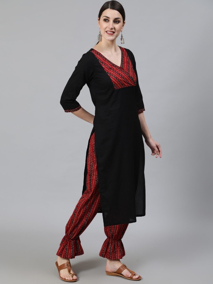 Aks Ethnic Motifs Yoke Design Pure Cotton Kurta And Trousers | Grocsy