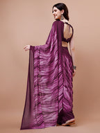 Sangria Purple Abstract Printed Saree | Grocsy