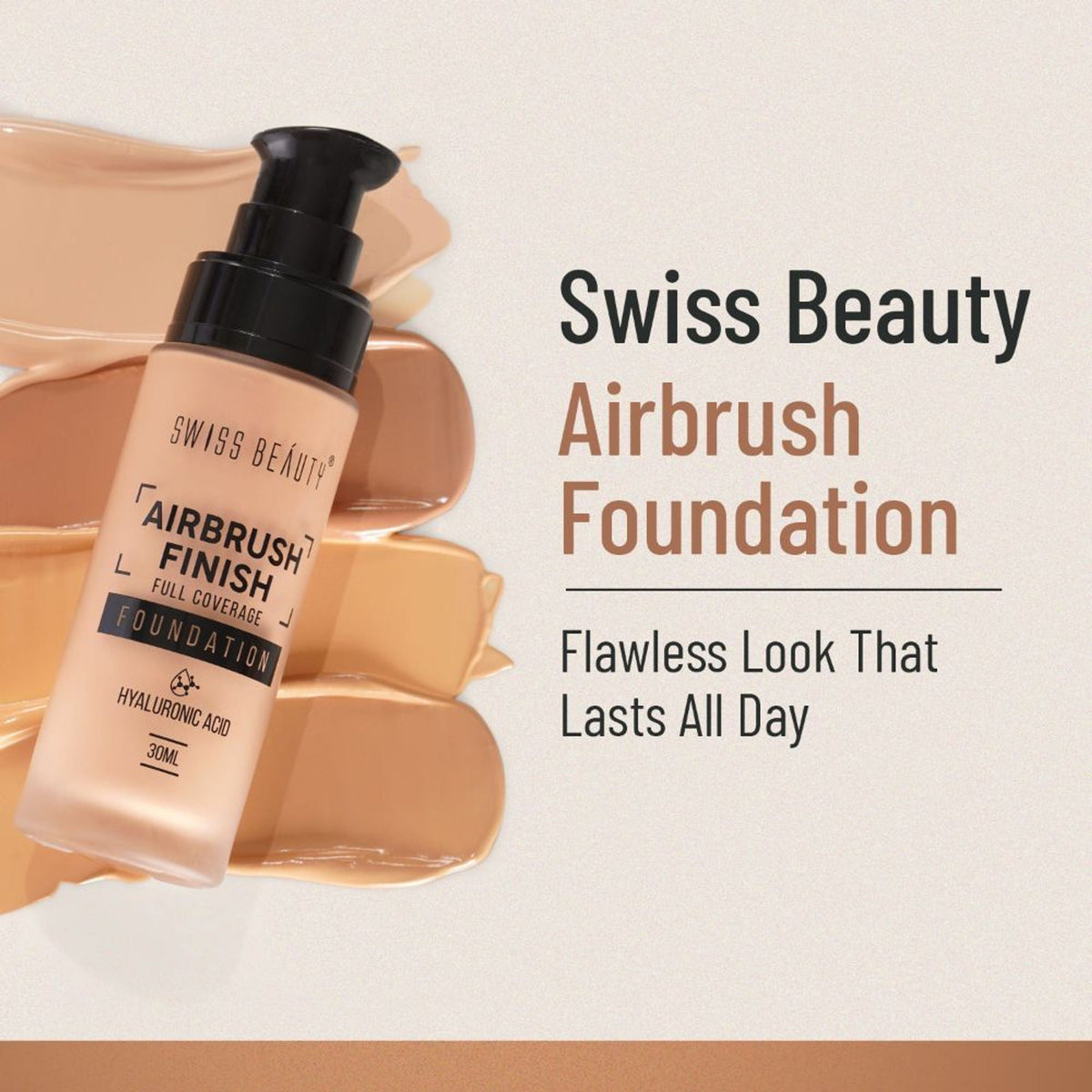 Swiss Beauty Airbrush Finish Full Coverage Foundation - 1 Shell White | Grocsy