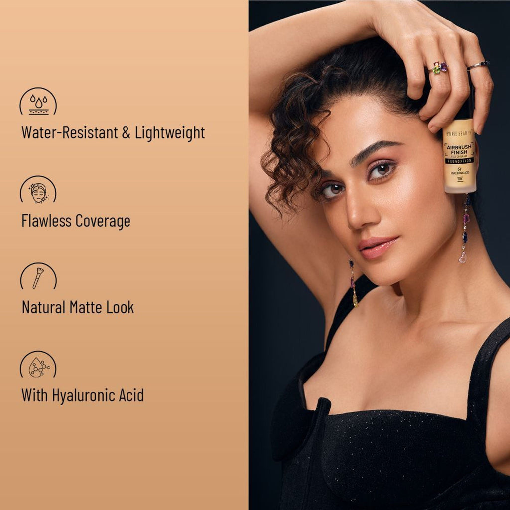 Swiss Beauty Airbrush Finish Full Coverage Foundation - 1 Shell White | Grocsy