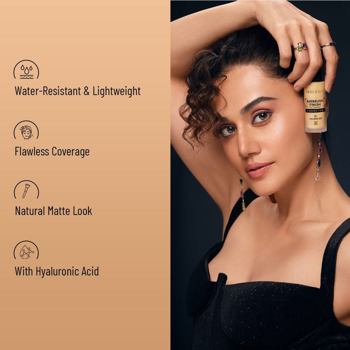 Swiss Beauty Airbrush Finish Full Coverage Foundation - 6 Warm Sun | Grocsy