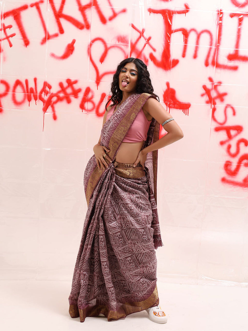 Tikhi Imli Zari Cotton Ready to Wear Saree | Grocsy