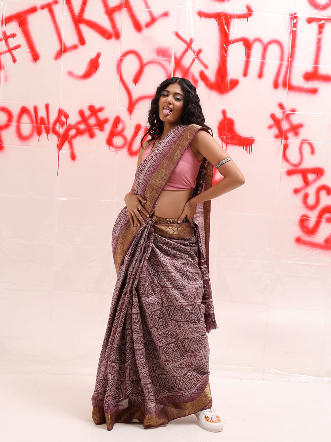 Tikhi Imli Zari Cotton Ready to Wear Saree | Grocsy