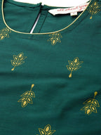 All About You Women Teal Green Ethnic Motifs Kurta with Trousers | Grocsy