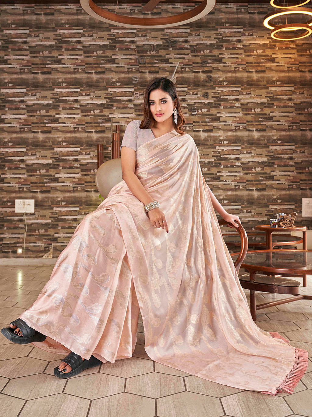 Tikhi Imli Woven Design Satin Jacquard Ready to Wear Saree | Grocsy