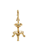 CraftVatika Gold-Toned Brass Handmade Decorative Peacock Design Diya with Bell & Stand | Grocsy