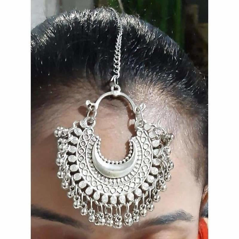 MS Fashion India Oxidized Silver Modern Maang Tikka | Grocsy
