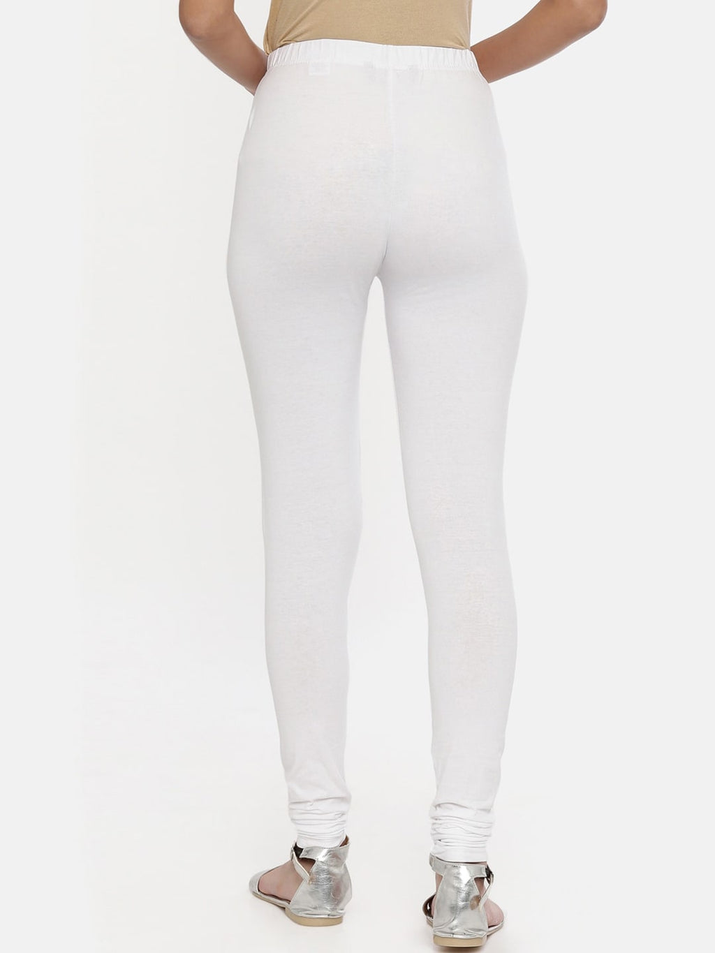 Souchii White Solid Slim-Fit Churidar-Length Leggings | Grocsy