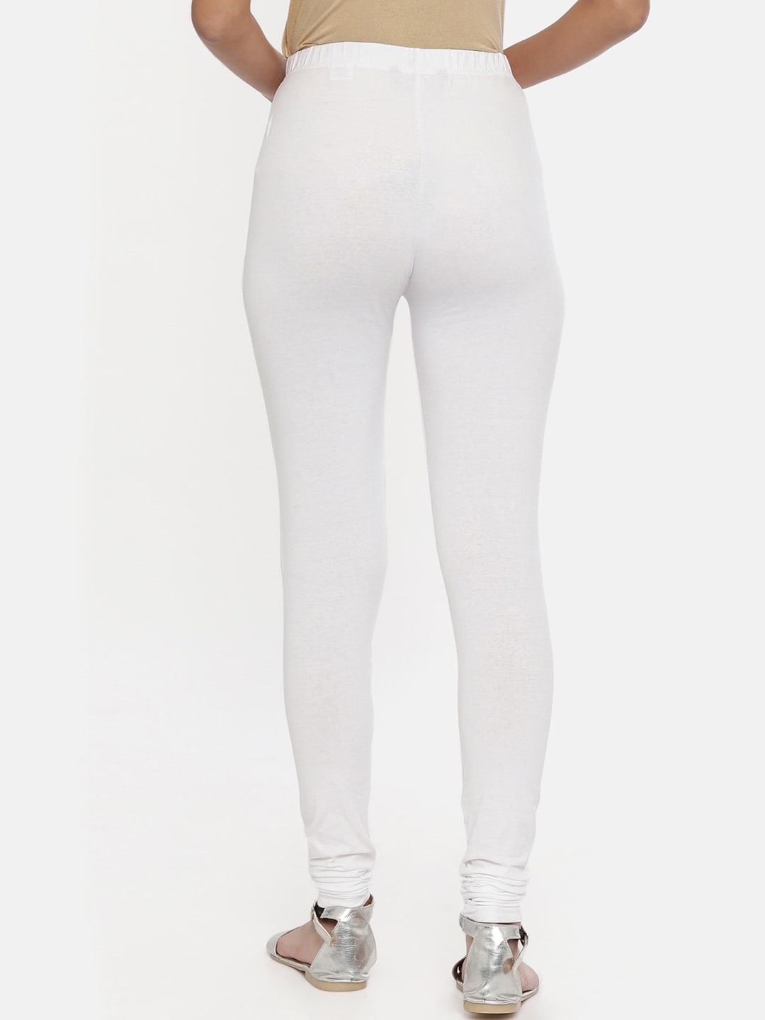 Souchii White Solid Slim-Fit Churidar-Length Leggings | Grocsy