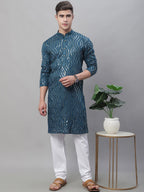 Sojanya Ethnic Motifs Embroidered Sequinned Pure Cotton Kurta | Grocsy