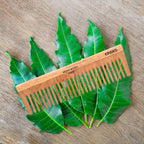 KINDED Handmade Oil Treated Wooden Hair Comb - Neem Wood NW07, Wide Tooth | Grocsy