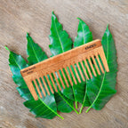 KINDED Handmade Oil Treated Wooden Hair Comb - Neem Wood NW39, Wide Tooth | Grocsy