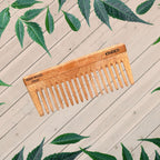 KINDED Handmade Oil Treated Wooden Hair Comb - Neem Wood NW39, Wide Tooth | Grocsy