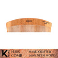 KINDED Handmade Oil Treated Wooden Hair Comb - Neem Wood NW83, Regular Tooth | Grocsy