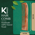 KINDED Handmade Oil Treated Wooden Hair Comb - Neem Wood NW86, Dual Tooth | Grocsy
