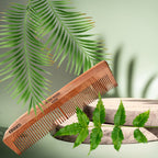 KINDED Handmade Oil Treated Wooden Hair Comb - Neem Wood NW86, Dual Tooth | Grocsy
