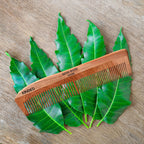 KINDED Handmade Oil Treated Wooden Hair Comb - Neem Wood NW86, Dual Tooth | Grocsy