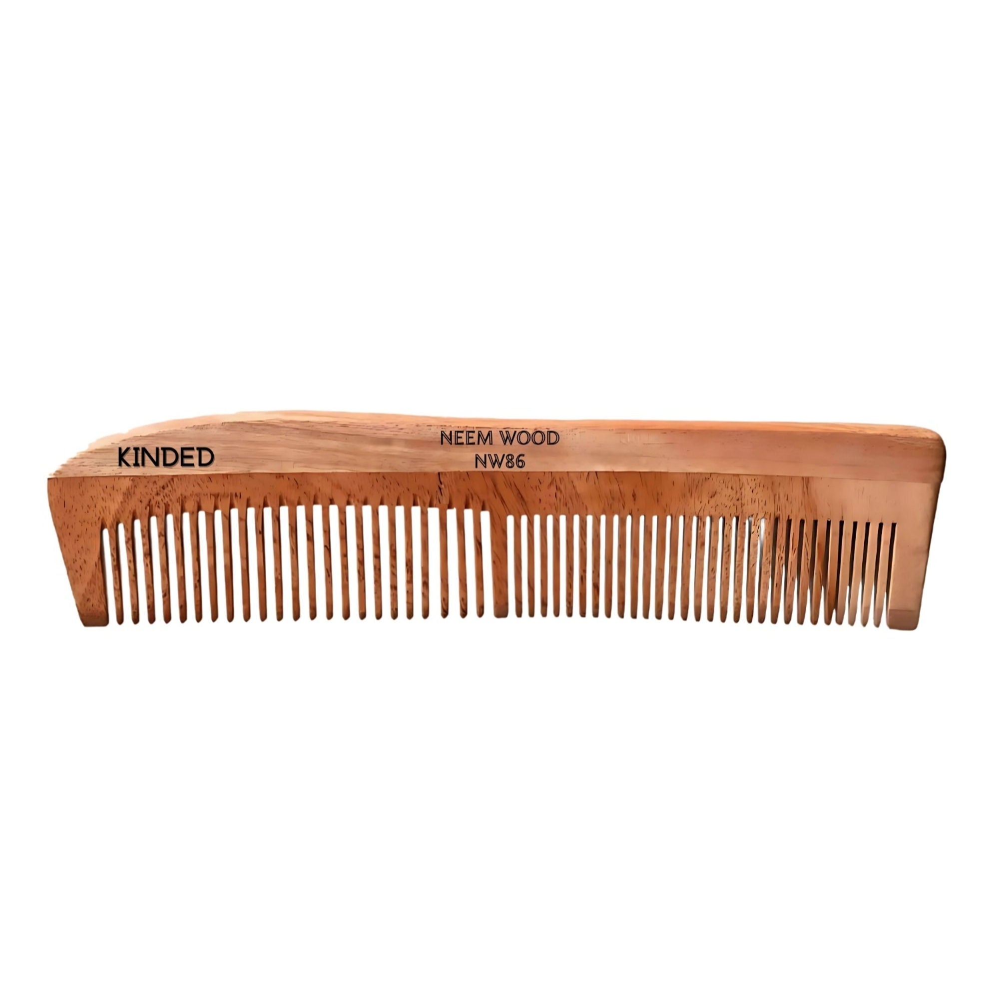 KINDED Handmade Oil Treated Wooden Hair Comb - Neem Wood NW86, Dual Tooth | Grocsy