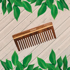 KINDED Handmade Oil Treated Wooden Hair Comb - Sheesham Rose Wood RW105, Wide Tooth | Grocsy