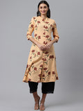 HERE&NOW Women Orange & Brown Floral Printed A-Line Kurta | Grocsy