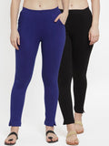 TAG 7 Women Pack Of 2 Solid Straight-Fit Ankle-Length Leggings | Grocsy