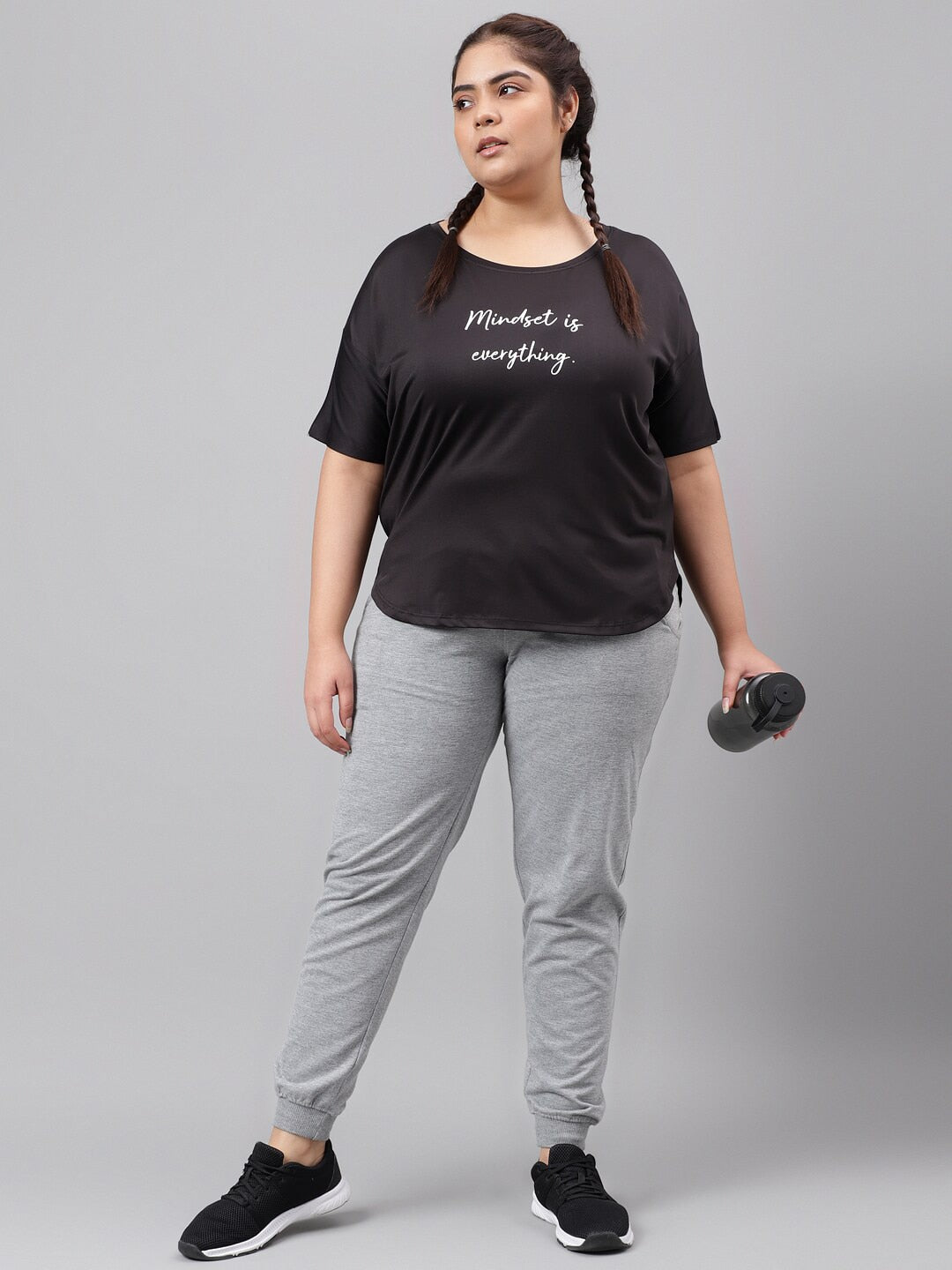 MKH Plus Size Typography Printed Dri-FIT Relaxed Fit Drop-Shoulder Sleeves Gym T-shirt | Grocsy