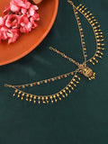 Yellow Chimes Gold-Polished Red & Green Stone-Studded Layered Bridal Traditional Mathapatti | Grocsy