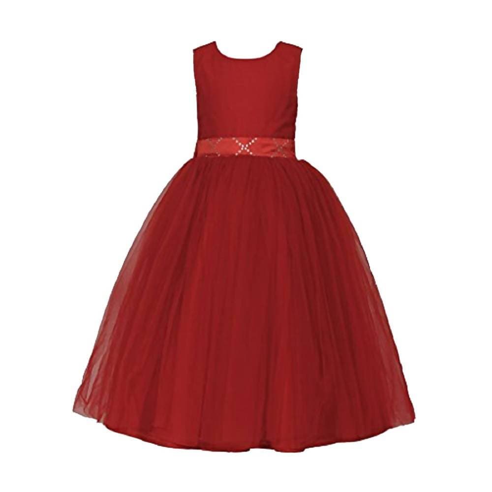 Asmaani Baby Girl's Red Color Satin A-Line Maxi Full Length Dress (AS-DRESS_22037) | Grocsy
