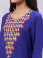 Souchii Blue & cool black Embroidered Mirror Work Grandeur & Majestic Artwork Kurta | Grocsy