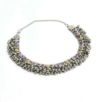 Mominos Fashion Johar Kamal Oxidised Silver-Plated Meena Work Choker Set | Grocsy