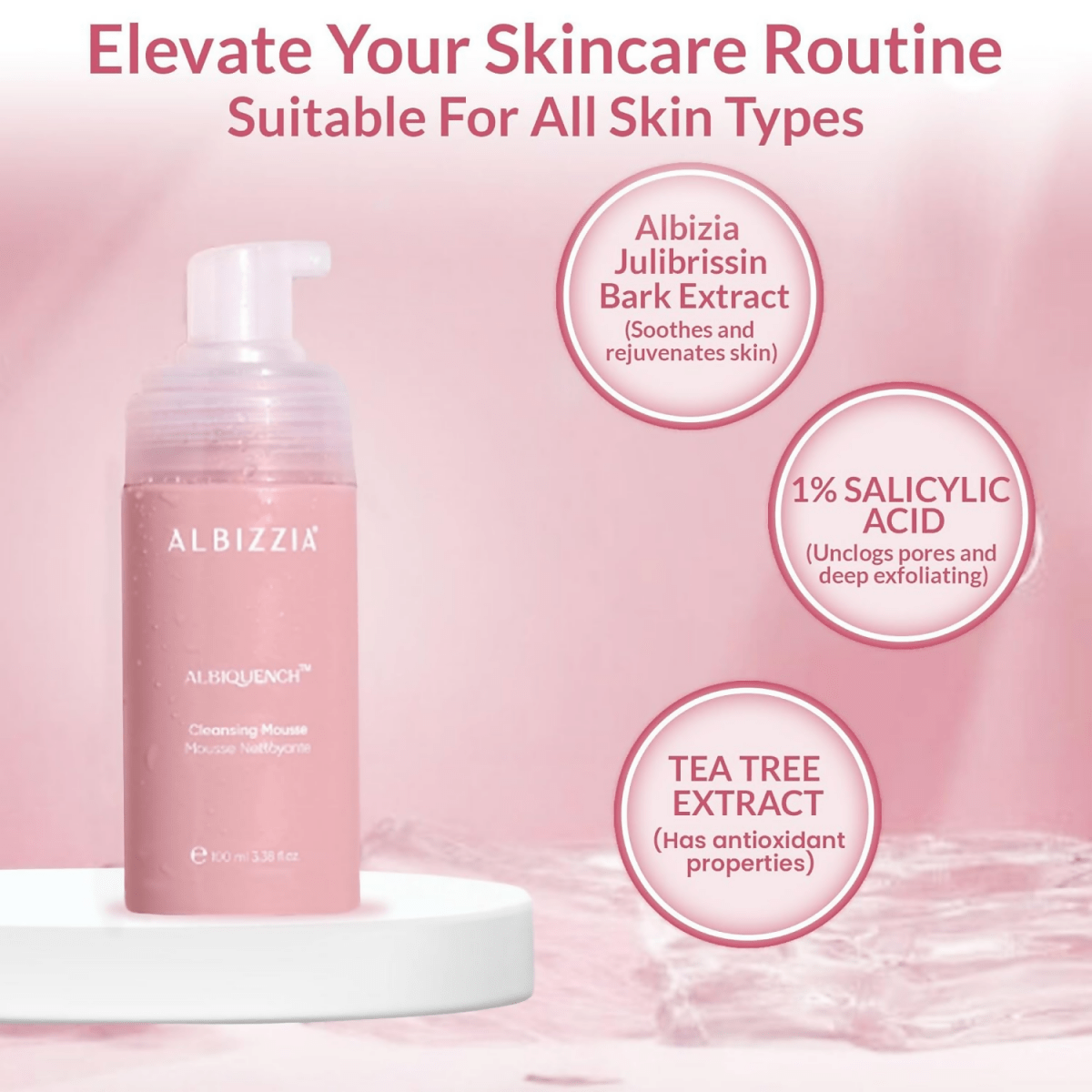 Albizzia Cleansing Mousse Lightweight Gentle Face Cleanser | Grocsy