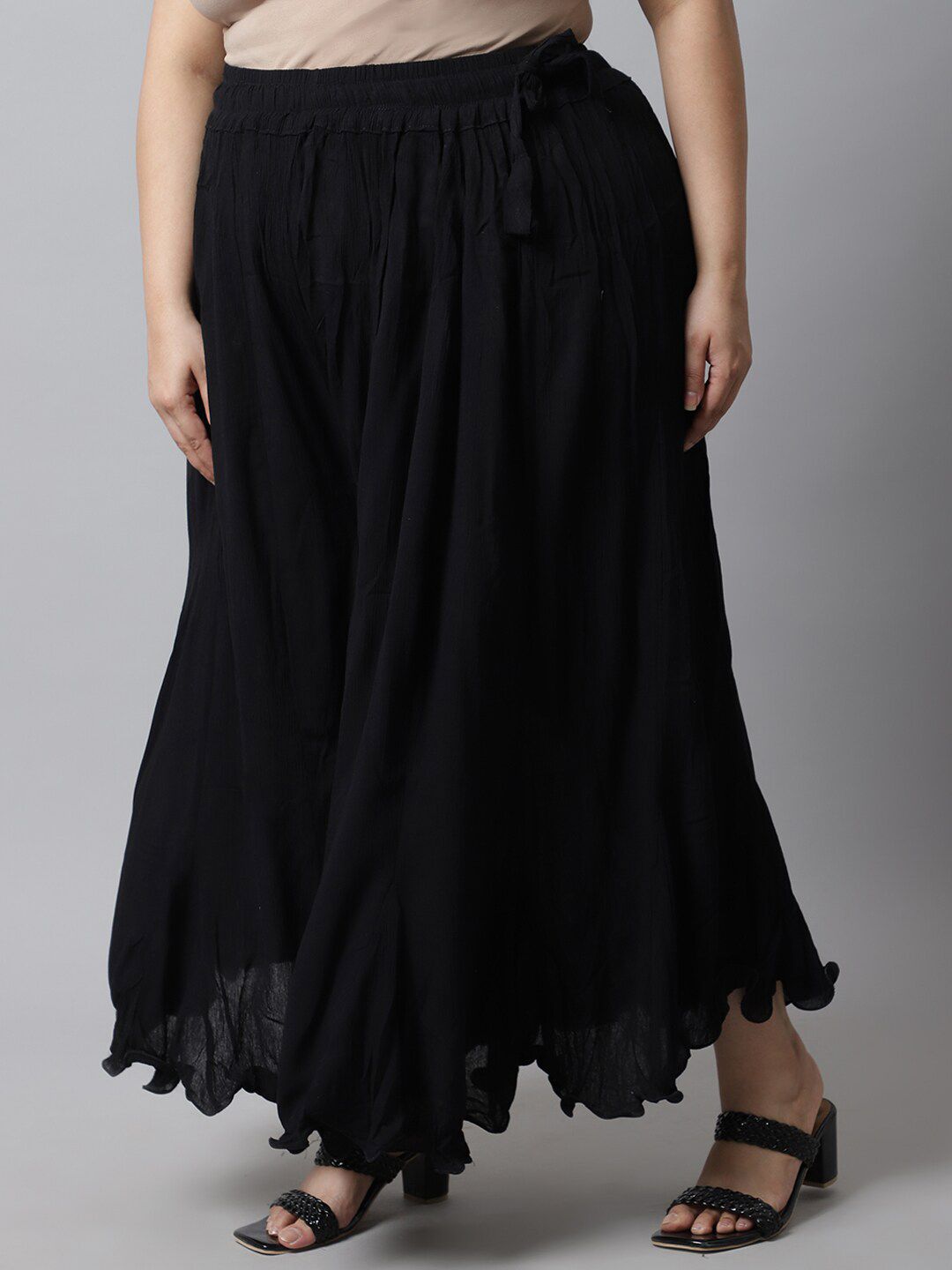 TAG 7 Women Black Flared Ethnic Palazzos | Grocsy
