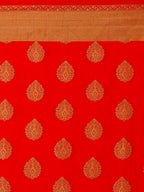 Saree Mall Red Silk Blend Woven Design Kanjeevaram Saree | Grocsy