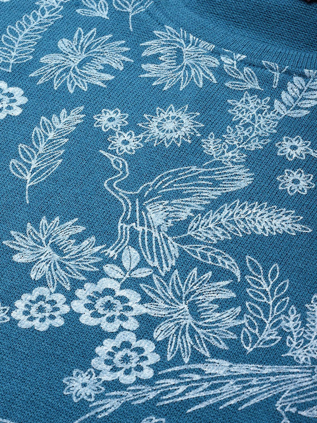 Sangria Floral Printed Knitted Kurta | Grocsy