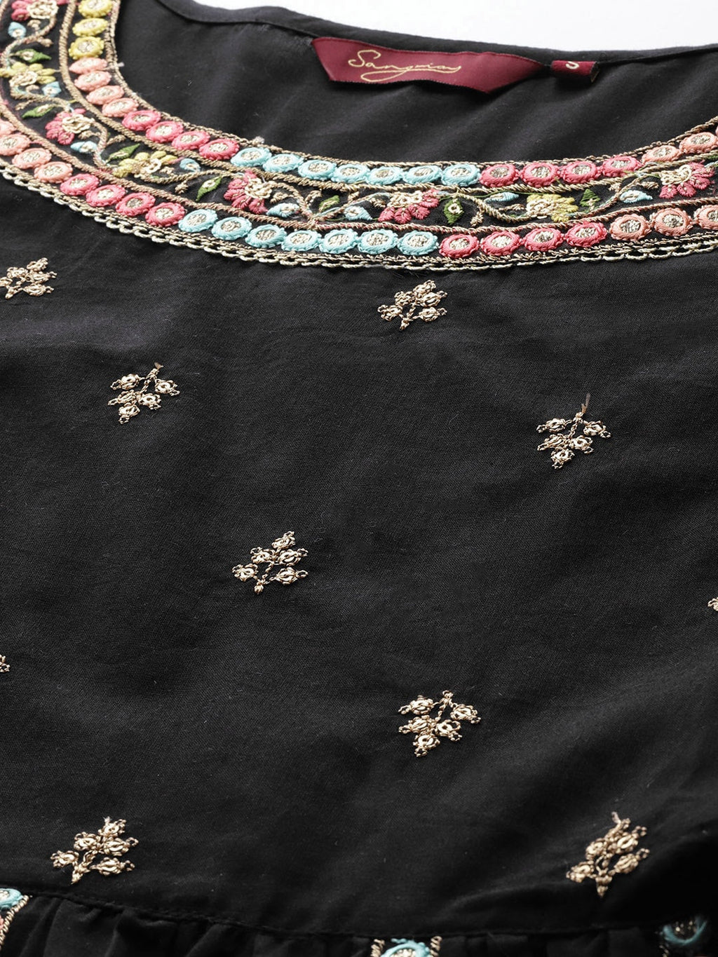 Sangria Women Embroidered Mirror Work Pure Cotton Kurta with Trousers & With Dupatta | Grocsy