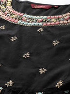Sangria Women Embroidered Mirror Work Pure Cotton Kurta with Trousers & With Dupatta | Grocsy