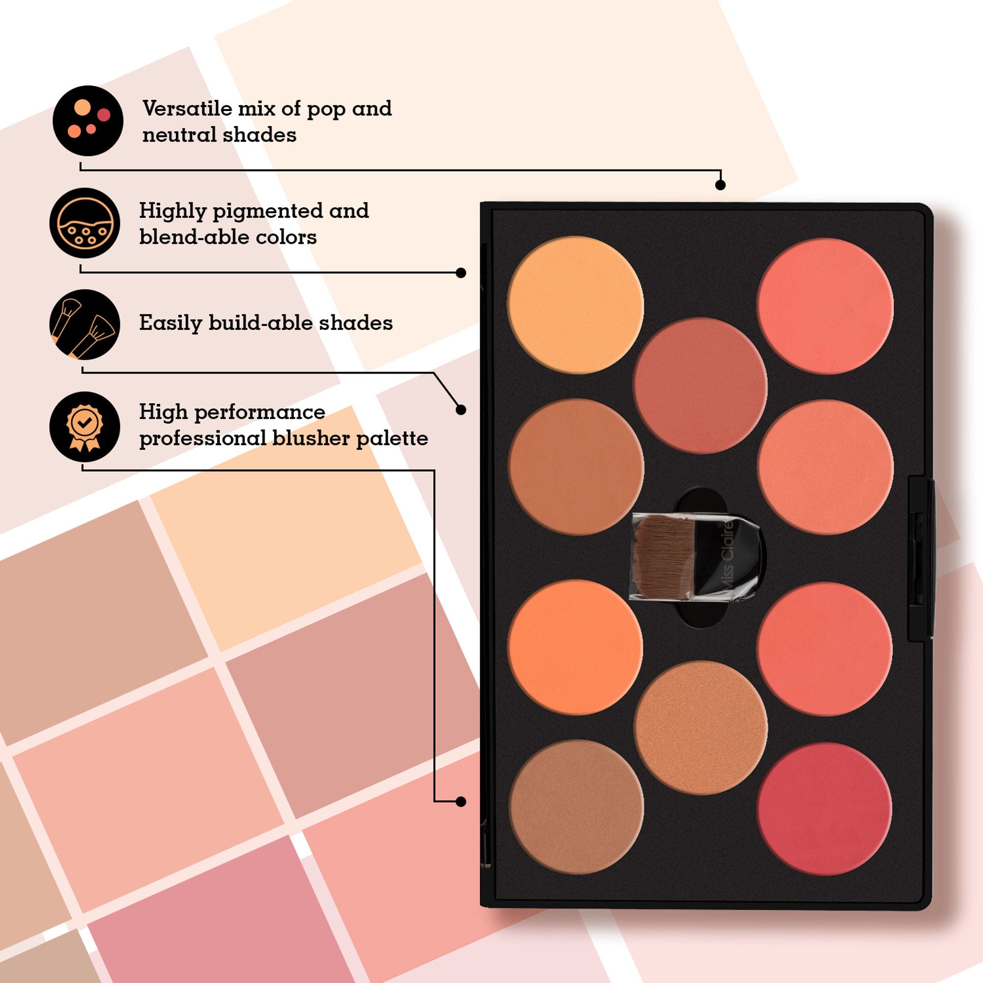 Miss Claire Professional Blusher Palette - 3 | Grocsy