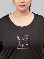 MKH Plus Size Typography Printed Relaxed Fit Dri-FIT Sports T-shirt | Grocsy