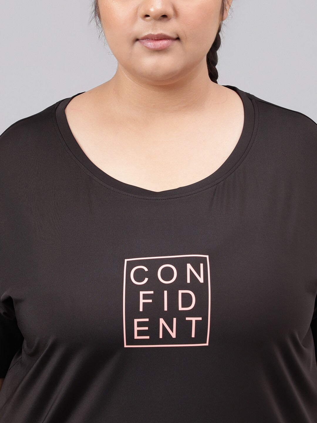 MKH Plus Size Typography Printed Relaxed Fit Dri-FIT Sports T-shirt | Grocsy