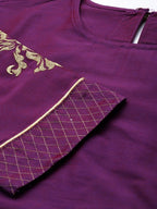 All About You Women Purple Zari Embroidered Regular Kurta with Trousers & Dupatta | Grocsy