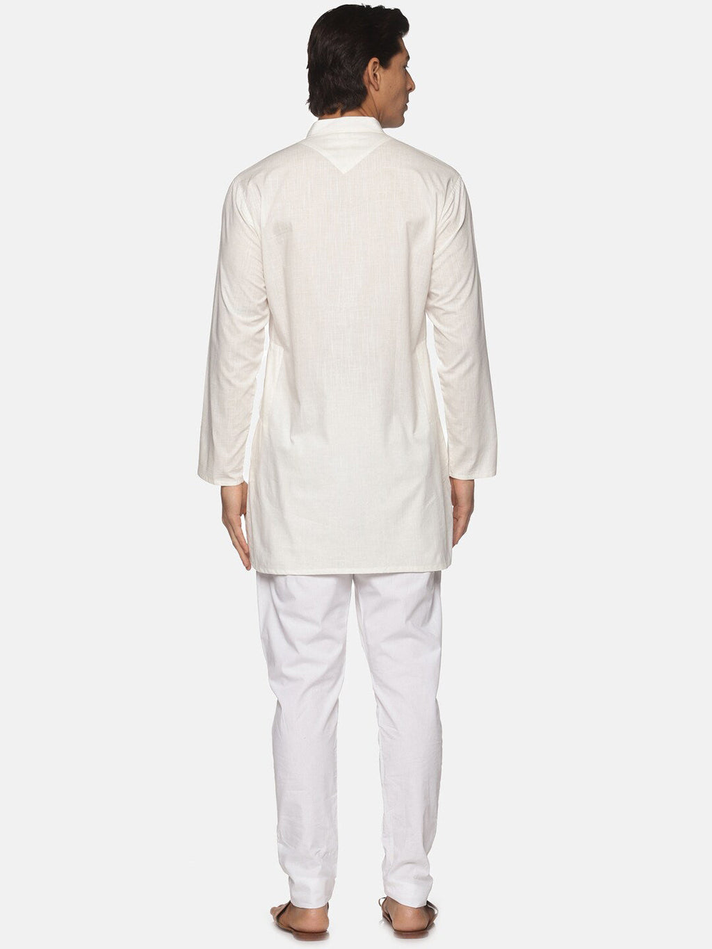 Sethukrishna Men Cream-Coloured Pure Cotton Kurta with Pyjamas | Grocsy
